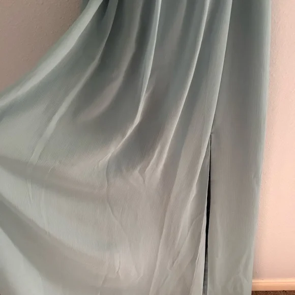 White by Vera Wang dusty baby blue V-Neck Pleated Maxi Dress - Picture 8 of 8